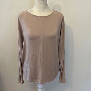 Premise tan long sleeve crewneck top Size S New